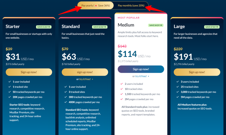 Step 2 choose moz black friday discounted plans