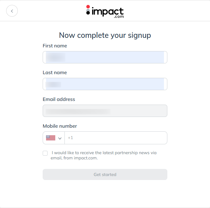 Impact Sign Up With Email