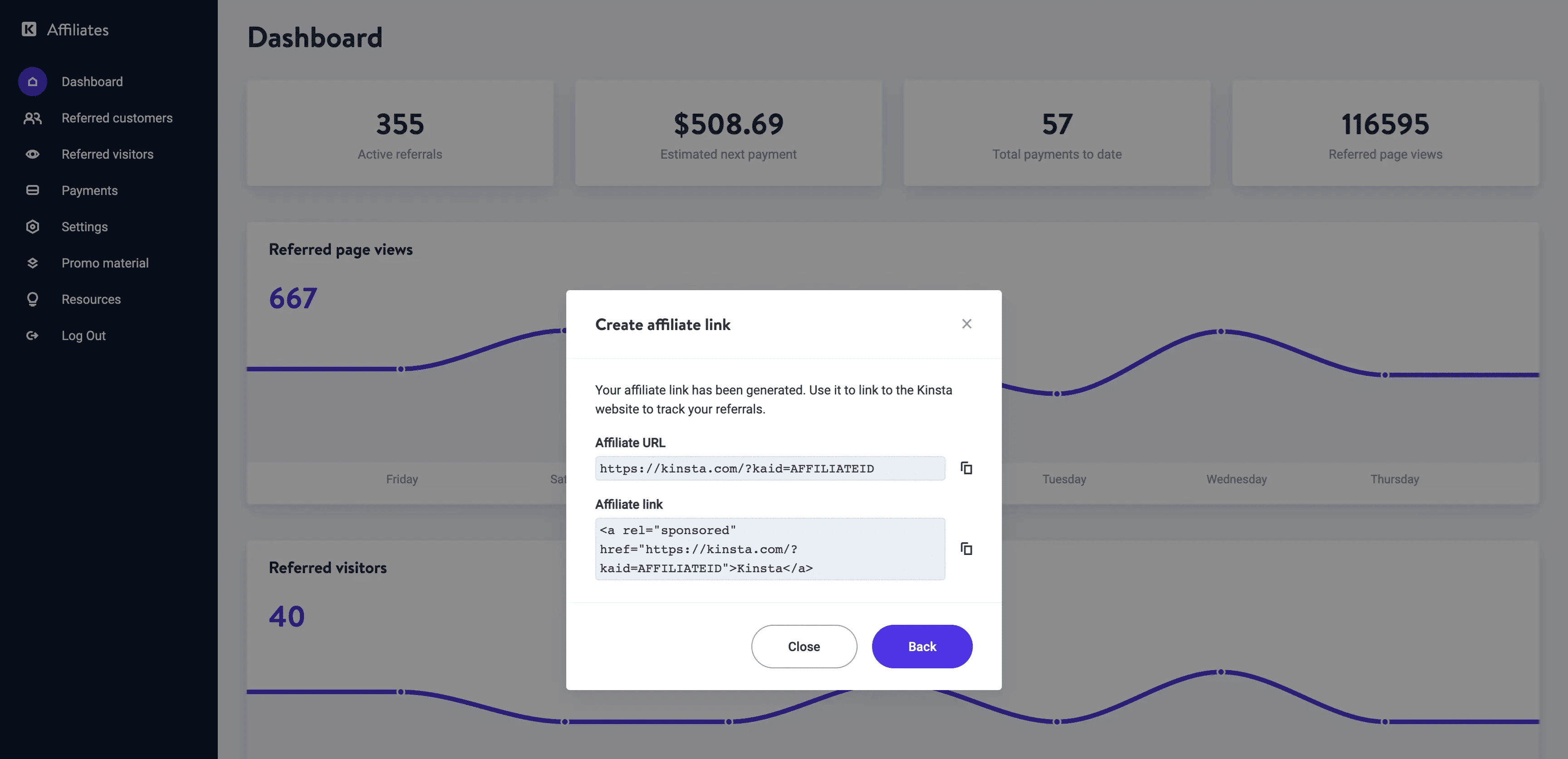 Generate Your Unique Kinsta Affiliate Links