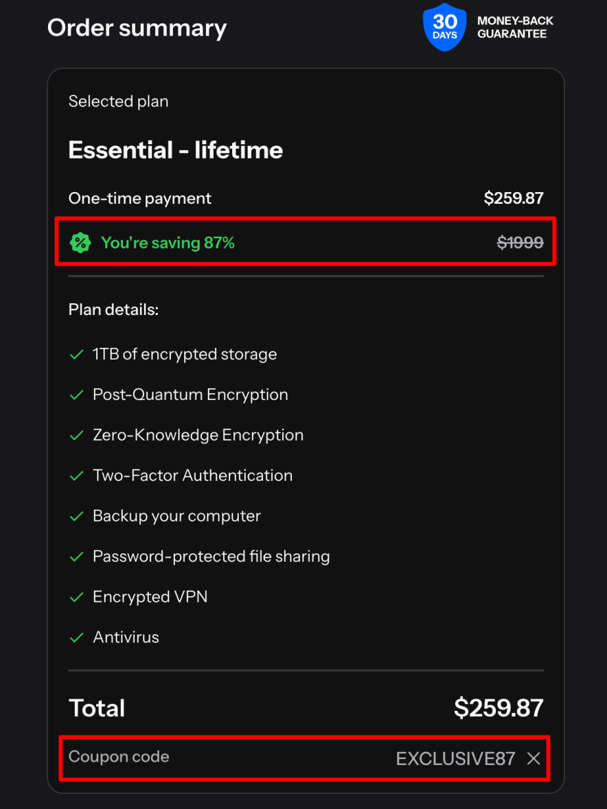 Step 3- Claim the 87% OFF Internxt Coupon