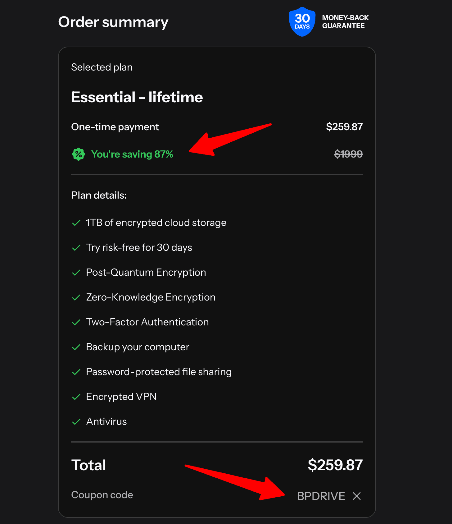 Step 3- Claim the 87% OFF Internxt Coupon