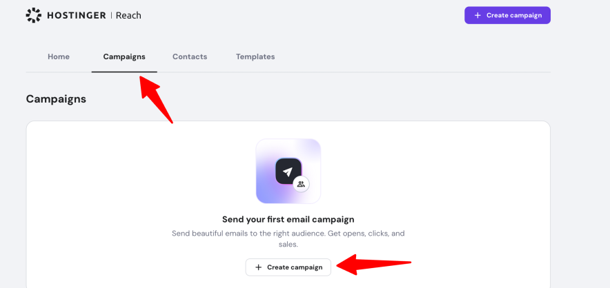hostinger reach email campaign
