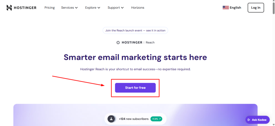 hostinger reach email marketing service free trial