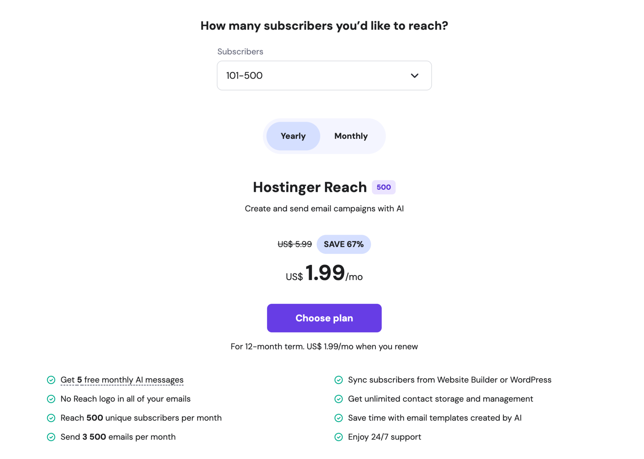 hostinger reach pricing