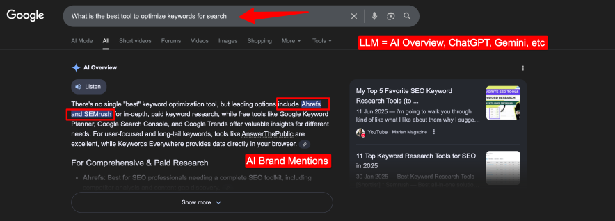 AI brand mentions - explanation with example