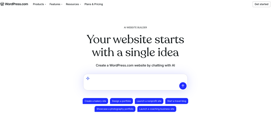 ai builder available in wordpress.com
