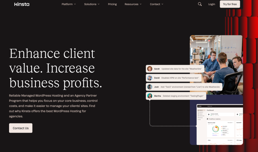 kinsta agency hosting