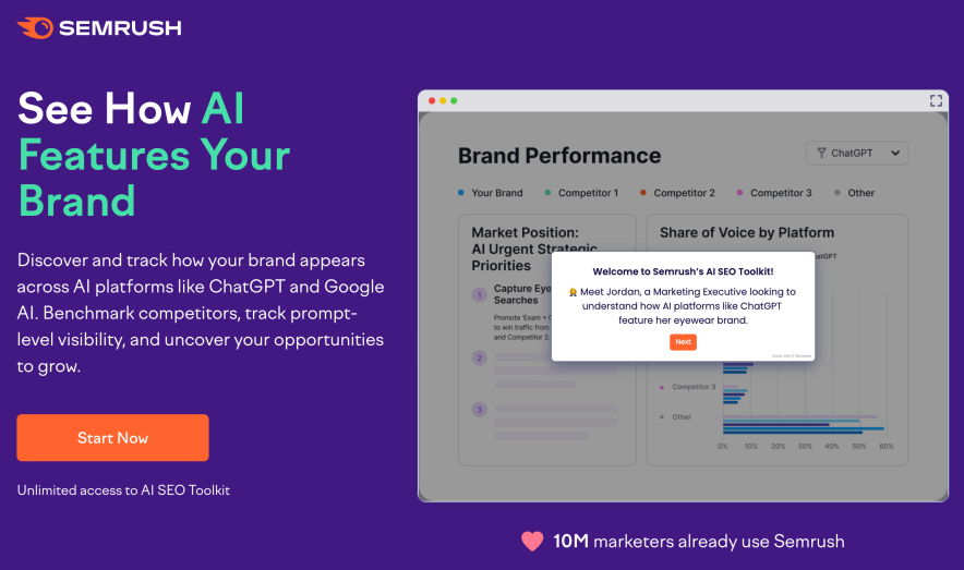 semrush ai toolkit to track ai brand mentions in LLM