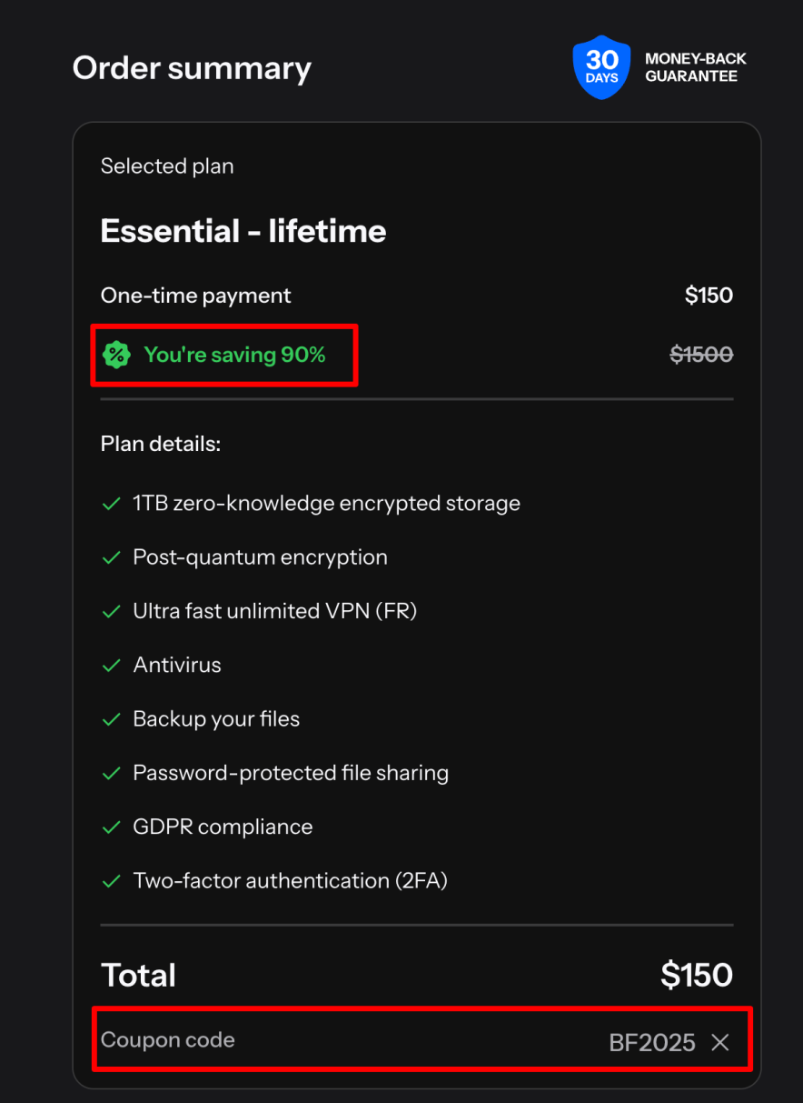 Step 3- Claim the 90% OFF Internxt Coupon