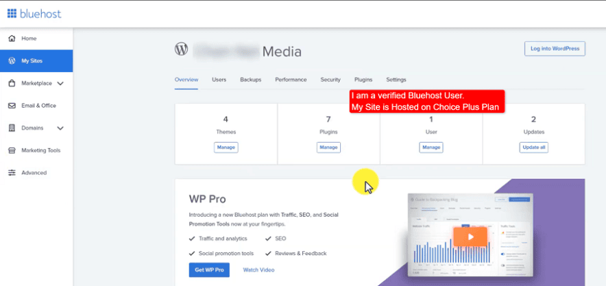 bluehost hosting dashboard cpanel