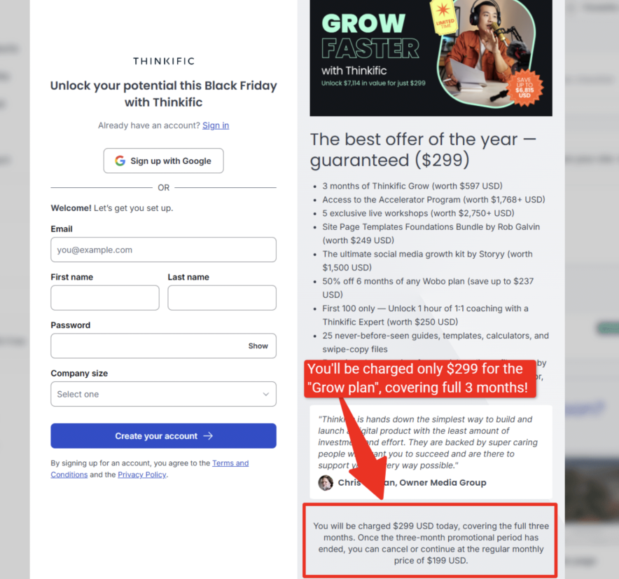 thinkific black friday checkout