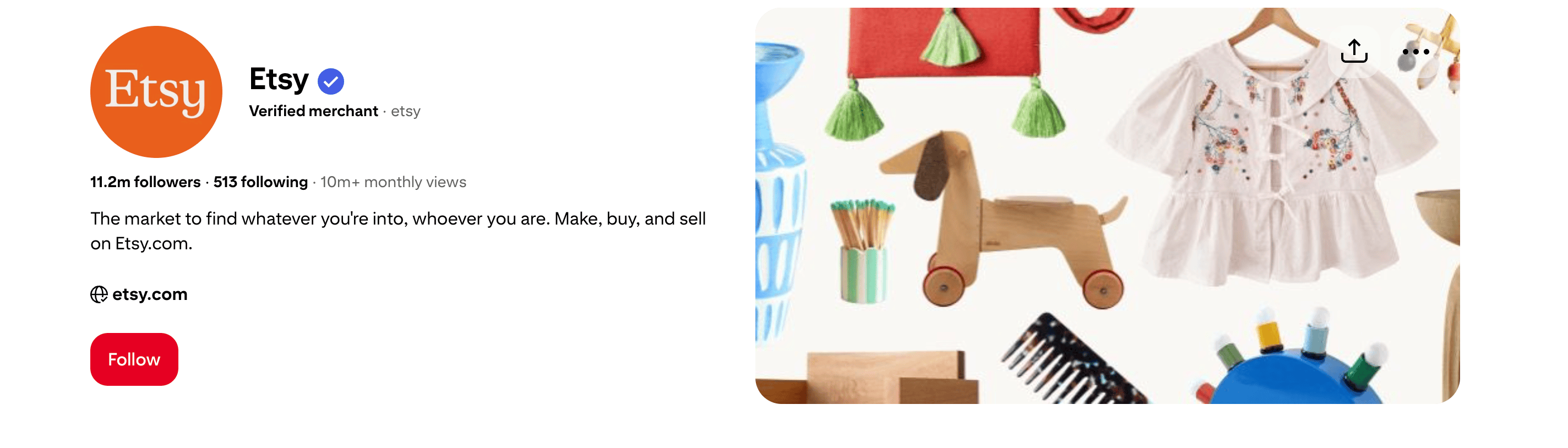 etsy - pinterest profile