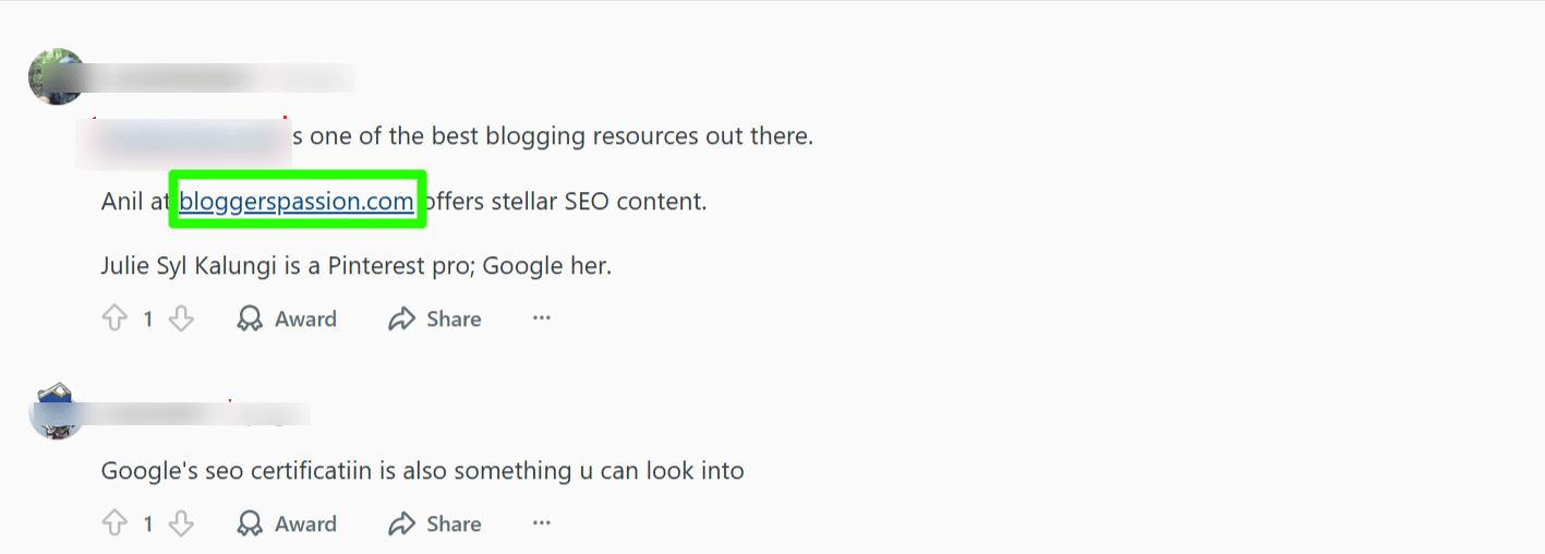 Example of UGC Backlinks Example of UGC Backlinks