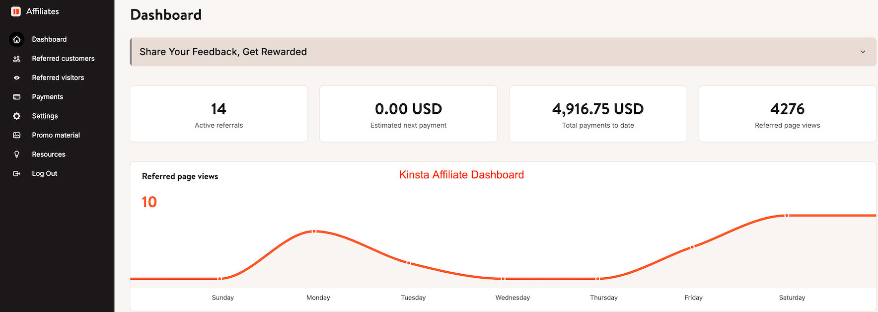 kinsta affiliates earnings