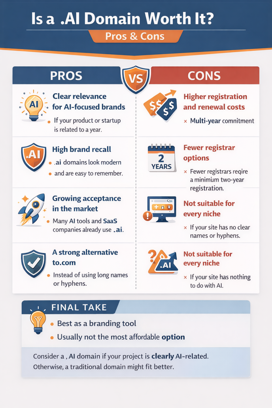 pros and cons of .ai domain tld