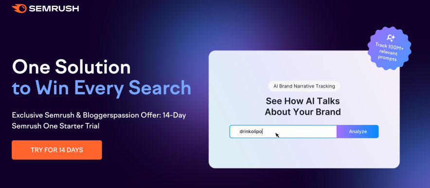 semrush one trial is available for 14 days