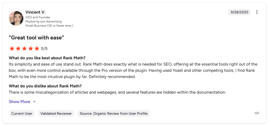 Rank Math User Review