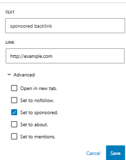 Example of Sponsored Backlink Example of Sponsored Backlink