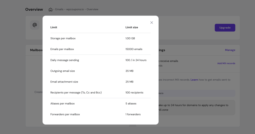 storage options for email service