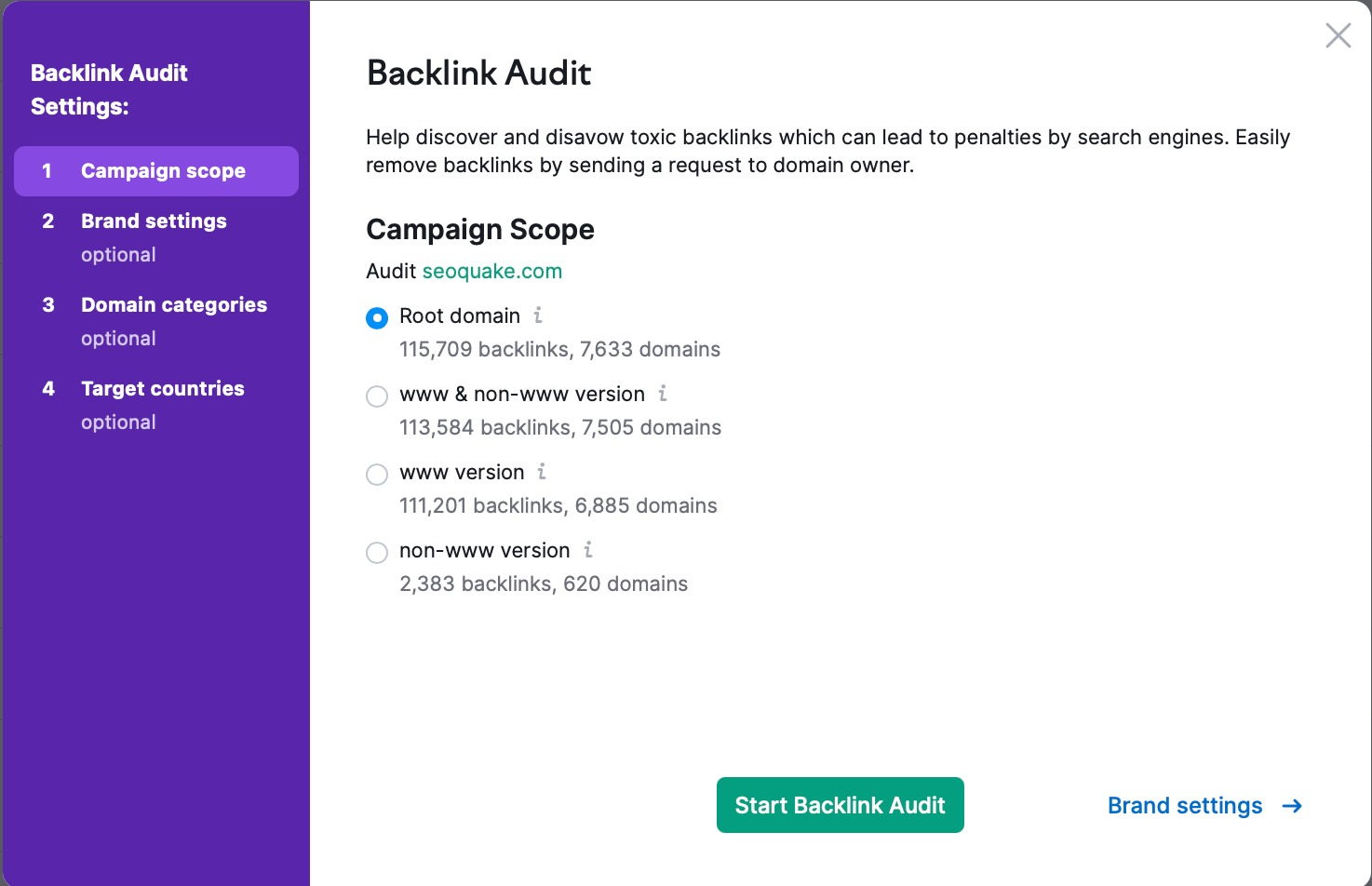 Semrush Backlink Audit