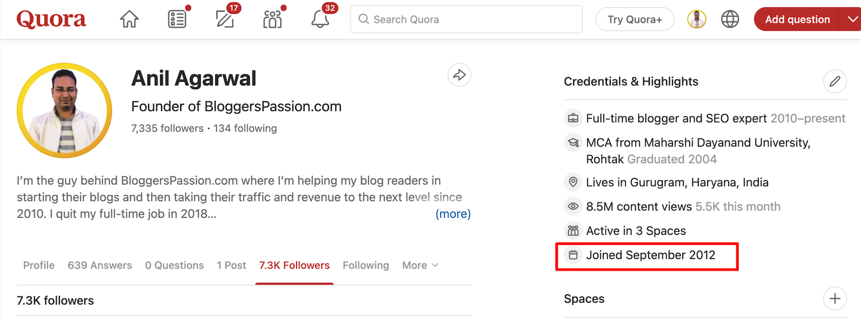 Anil Agarwal from BloggersPassion on Quora