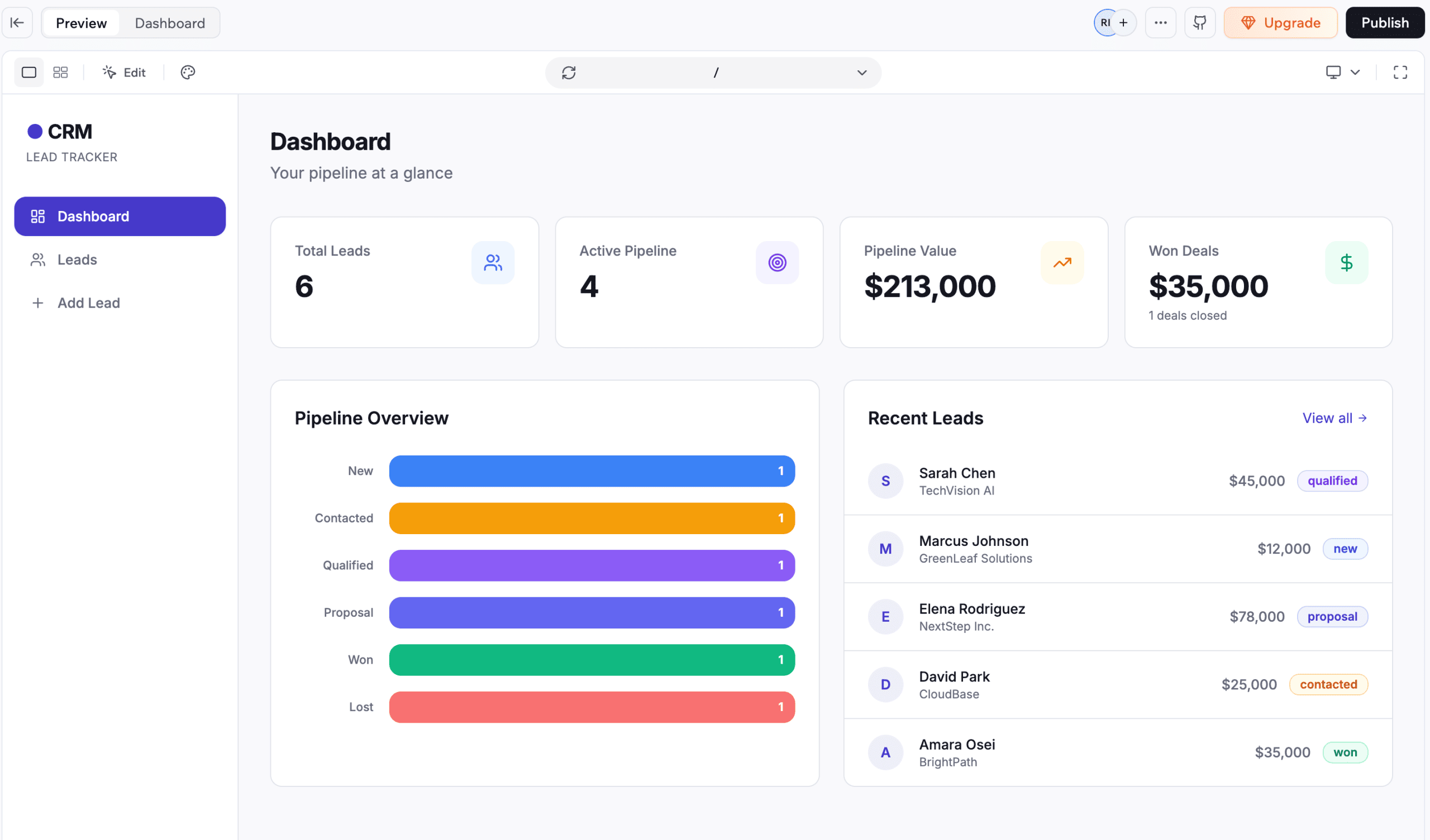 crm tracker base44