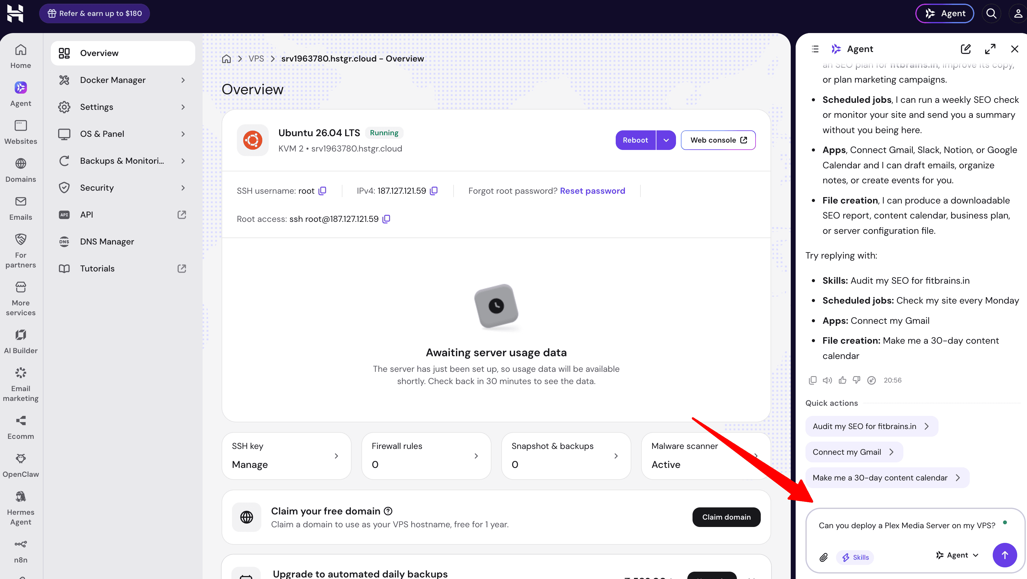 Enter the Dashboard and Meet the AI Agent.