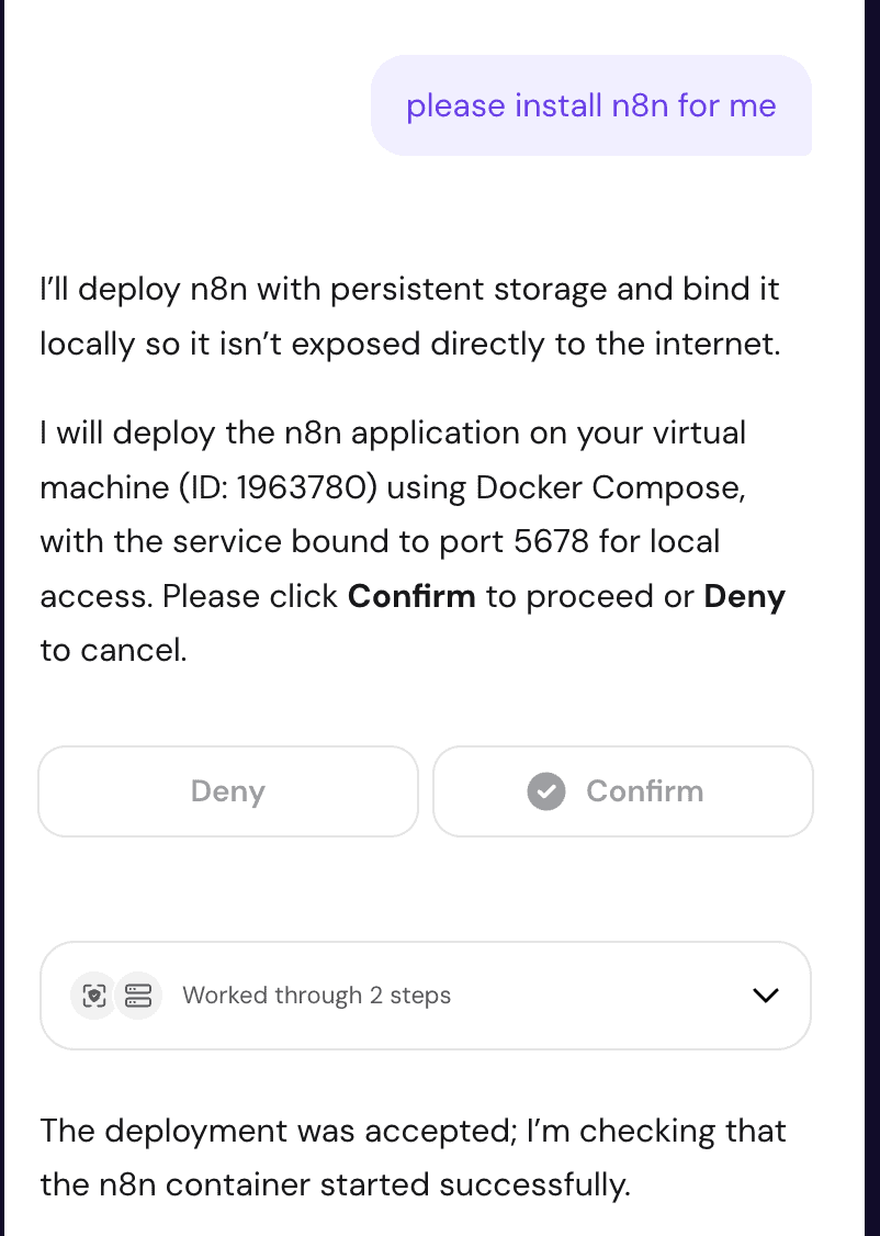 please install n8n using ai