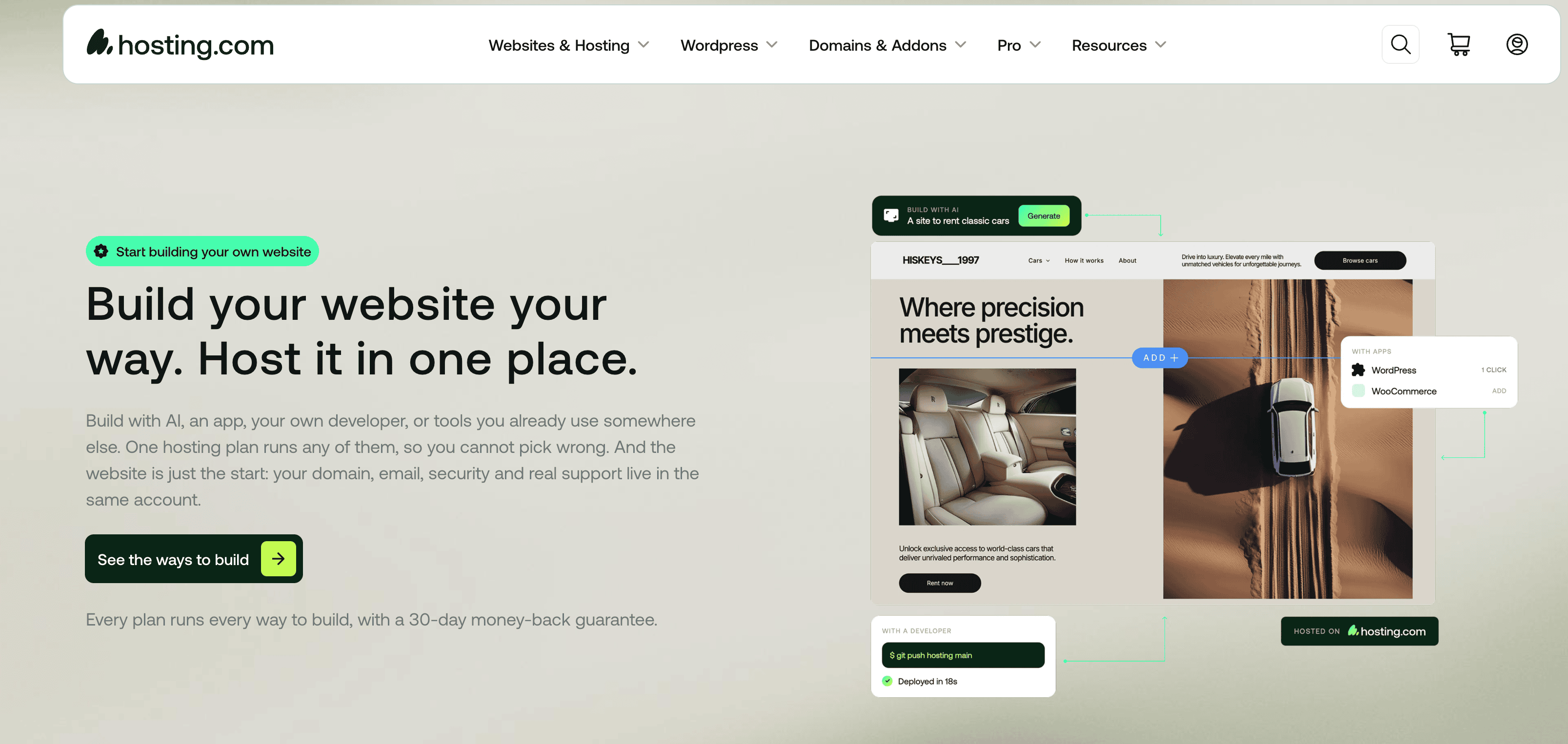 hosting.com ai builder plans