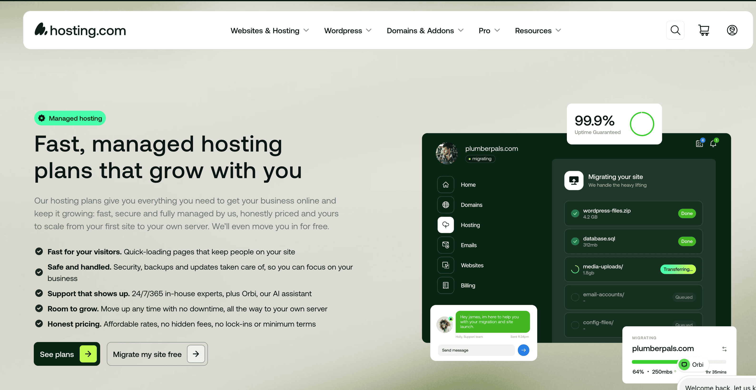hosting.com landing page