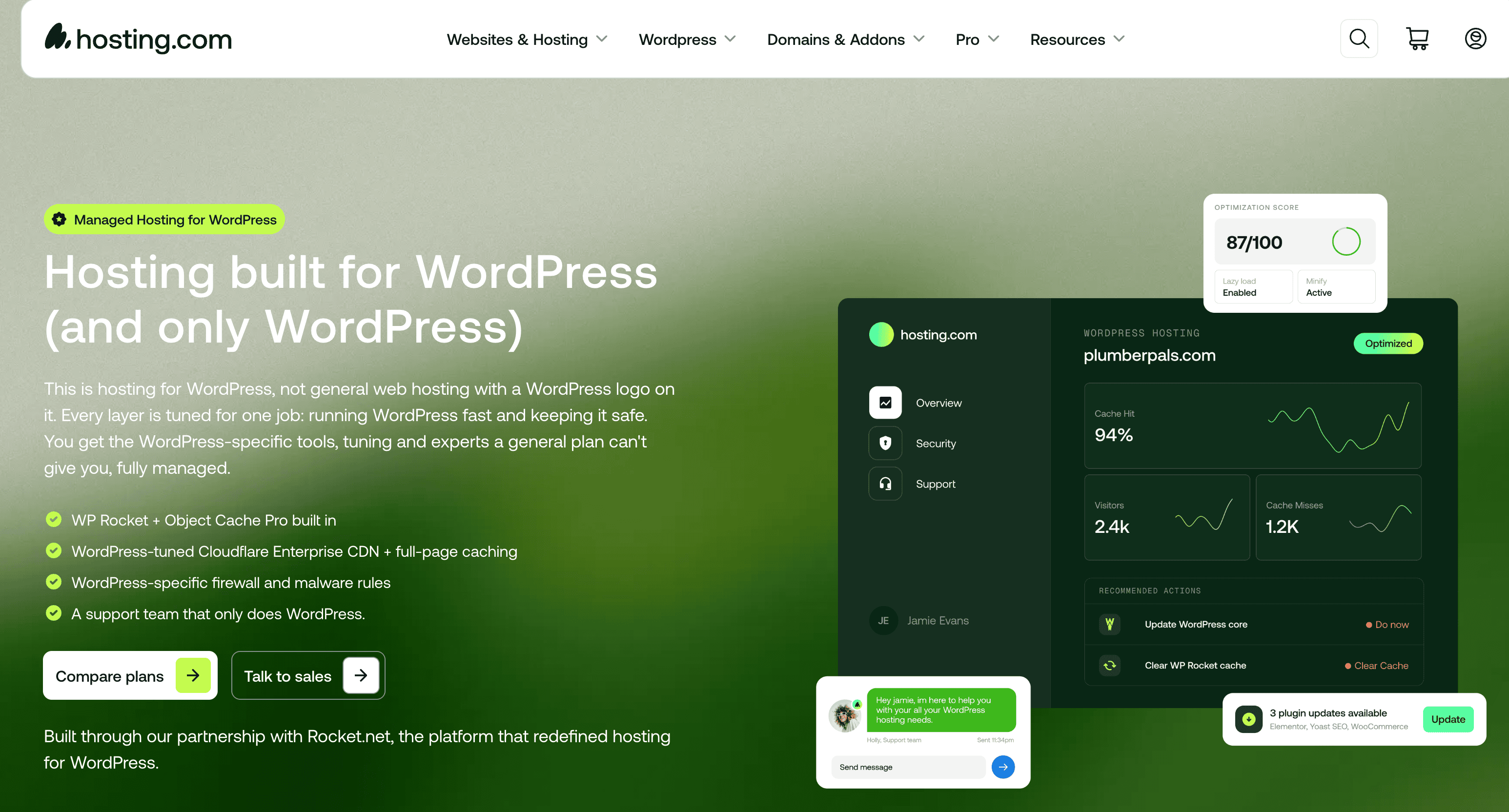 hosting.com managed wordpress plans
