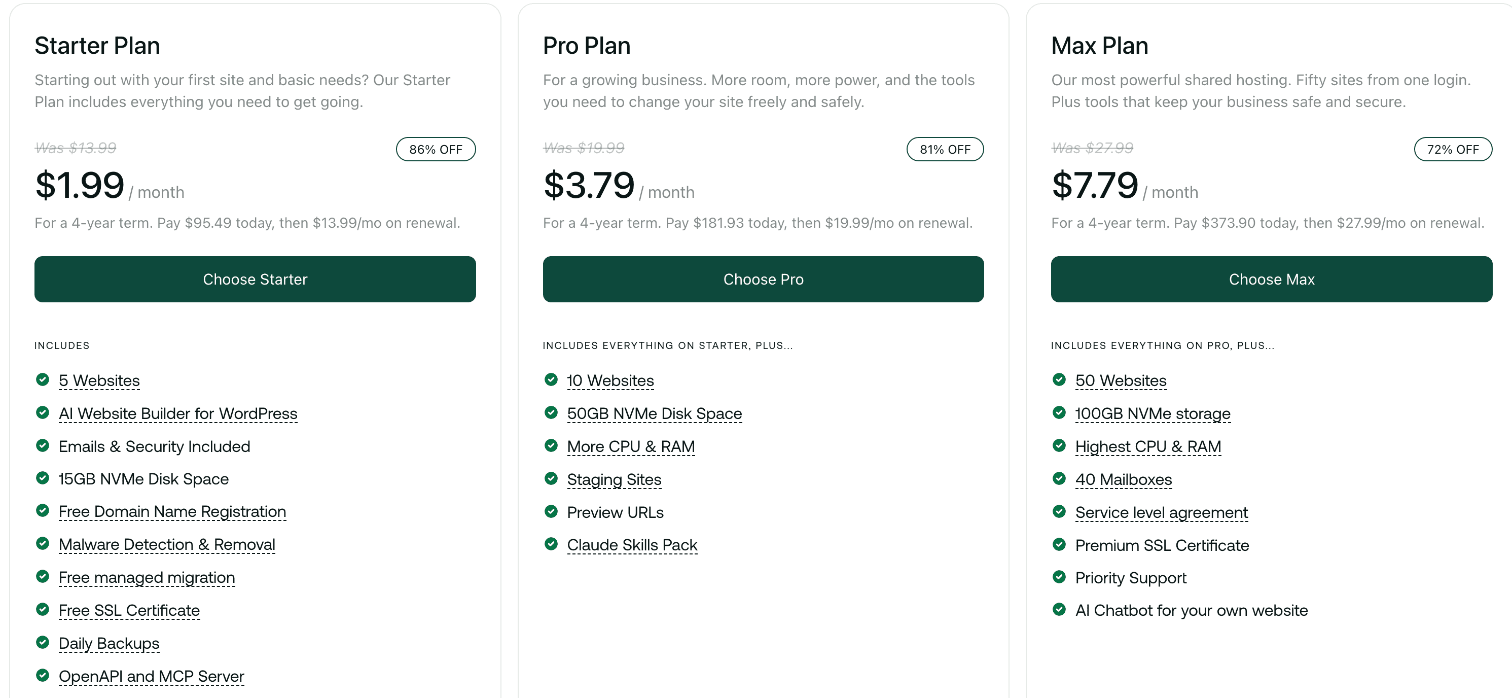 hosting.com shared plans