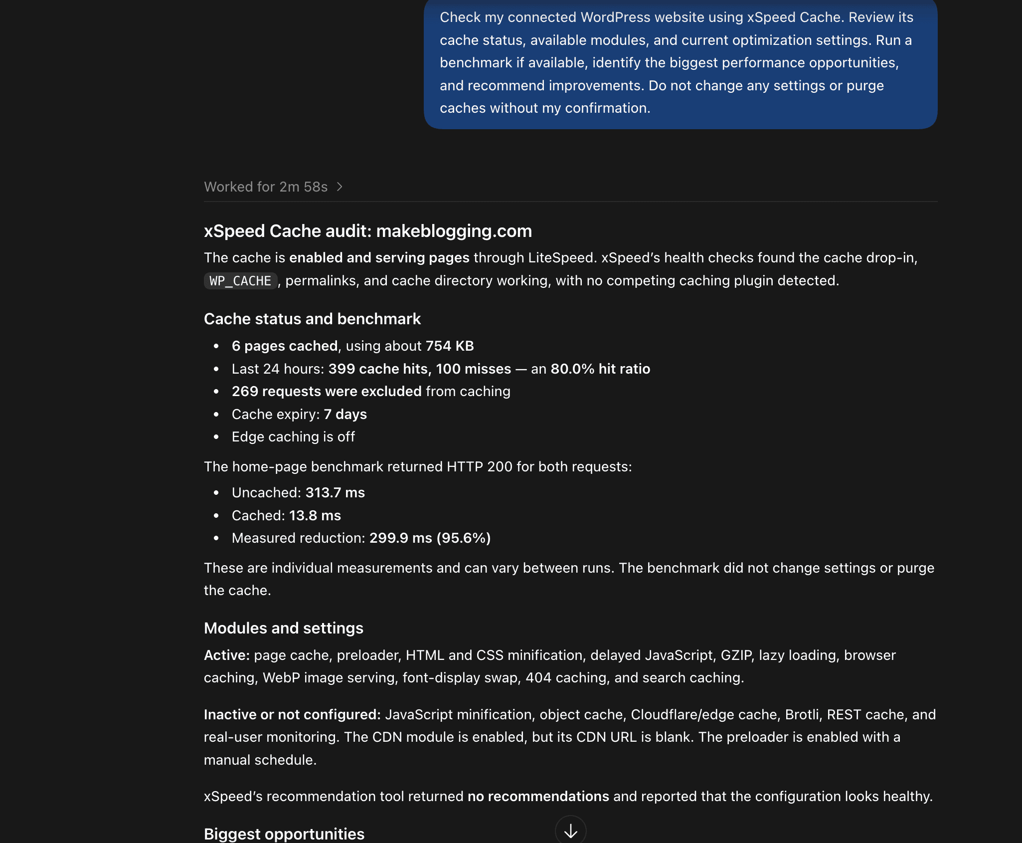 xSpeed Cache suggesting improvements opportunities